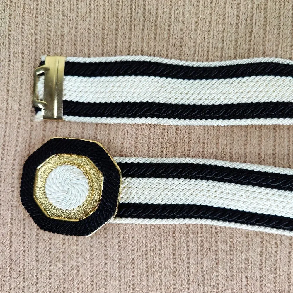 Gutos Statement Belt Black White Gold West Germany Vintage 1980s Collectible 27
